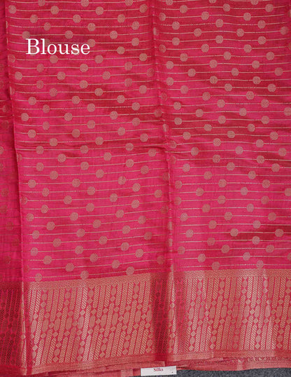 Semi Raw Silk Saree - Anandha Blue Colour Body With Contrast Pink Fancy Border