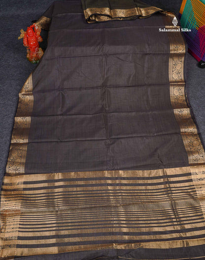 Semi Tussar Fancy Saree - Snuff Brown Colour Body Plain With Fancy Border 