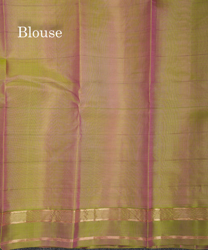 Beautiful Pink Checks With Butta Pure Kanjivaram Silk Saree With Contrast Manthulir Yellow Traditional Medium Gap Border