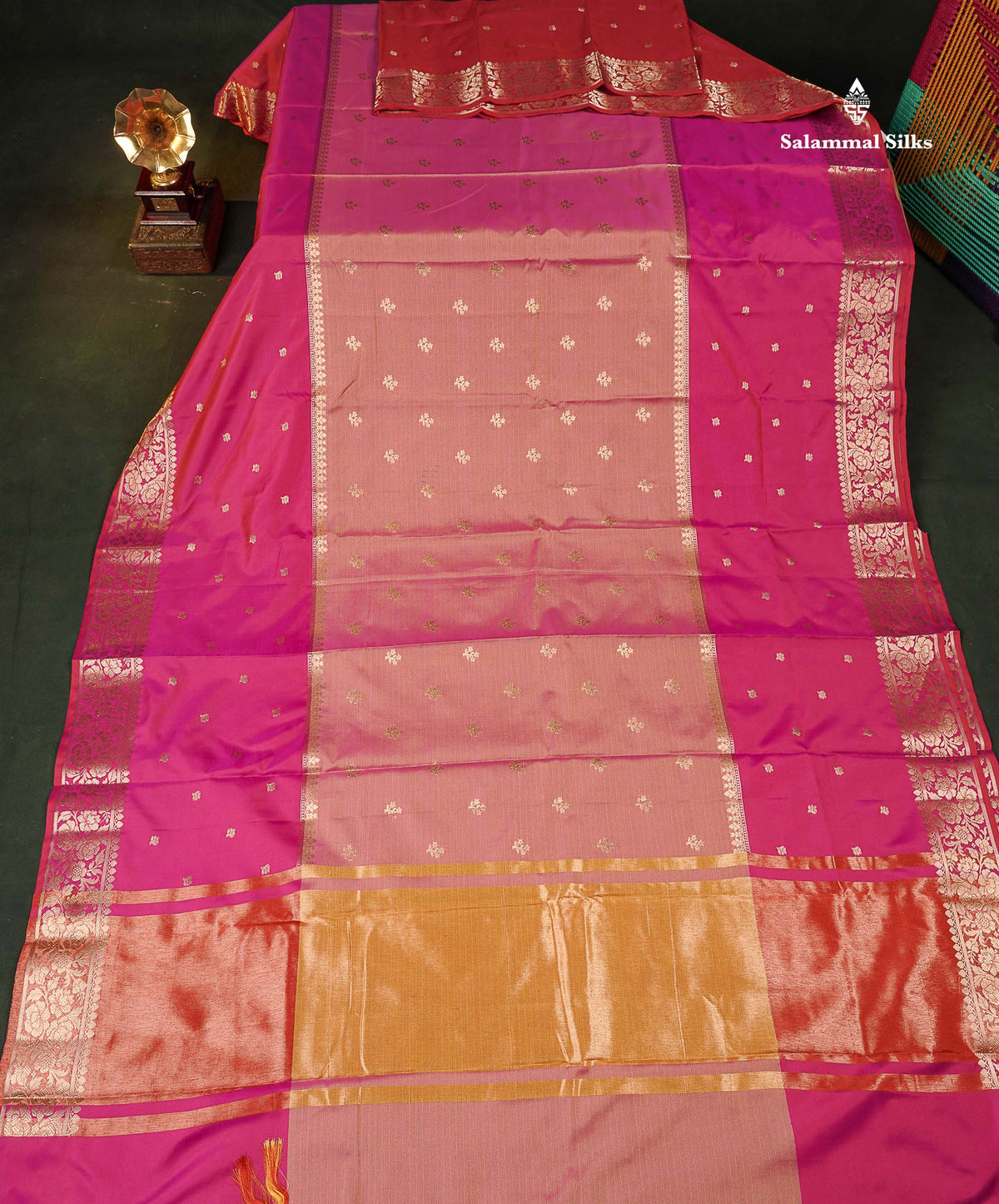 Semi Silk Saree - Light Pink Colour Body With Contrast Pink Fancy Long Border