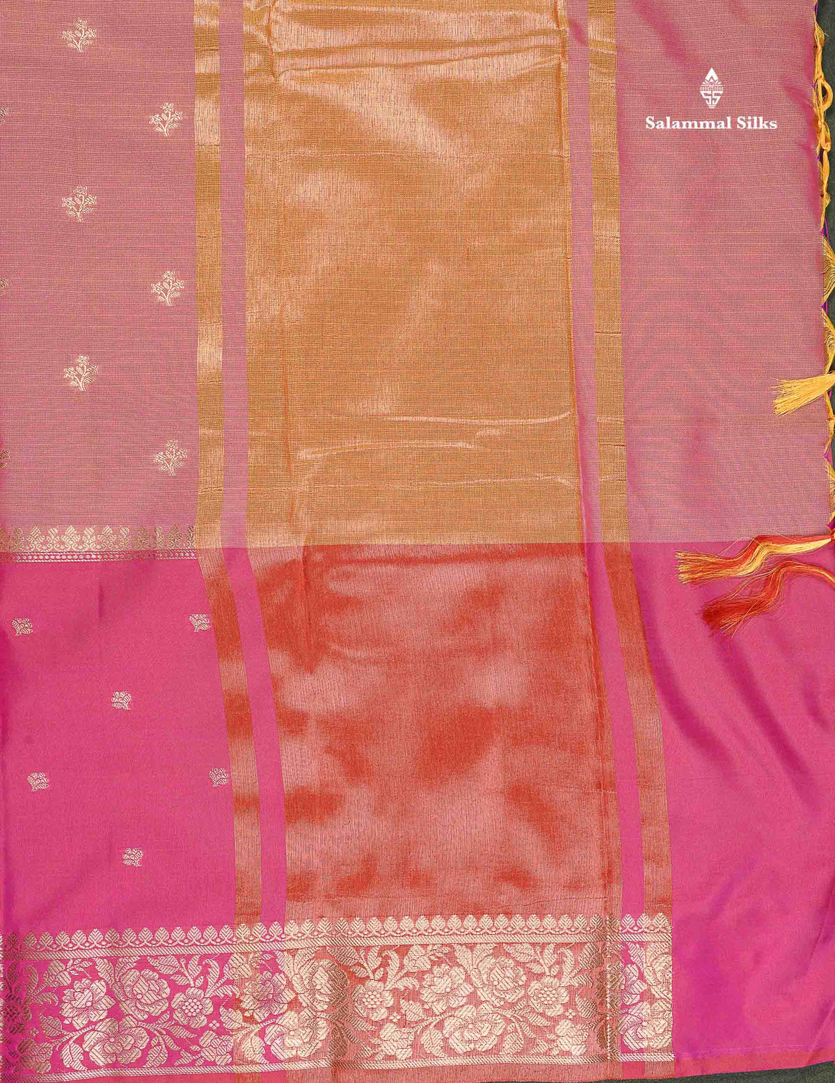 Semi Silk Saree - Light Pink Colour Body With Contrast Pink Fancy Long Border