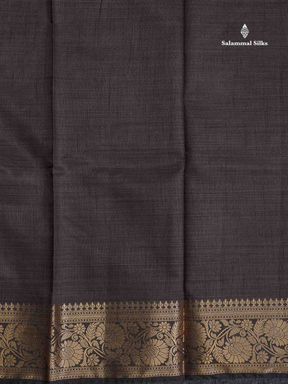 Semi Tussar Fancy Saree - Snuff Brown Colour Body Plain With Fancy Border