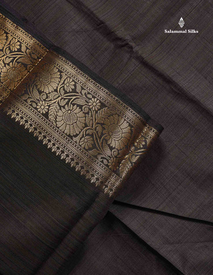 Semi Tussar Fancy Saree - Snuff Brown Colour Body Plain With Fancy Border