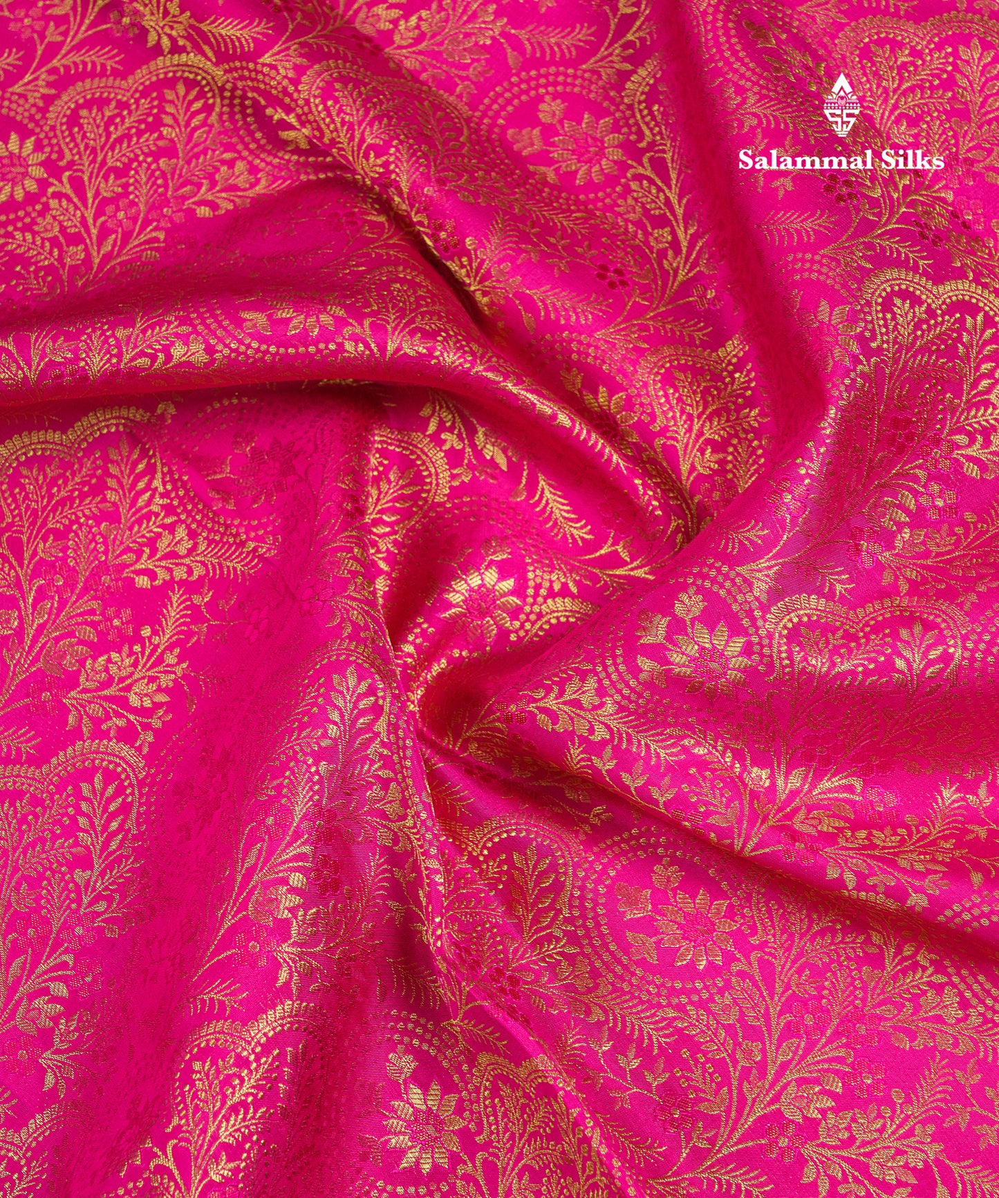 Beautiful Magenta Pink Bridal Pure Kanjivaram Silk Saree With Contrast Green Traditional Border