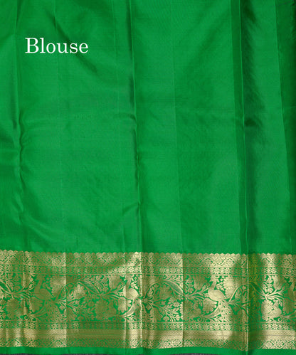Beautiful Magenta Pink Bridal Pure Kanjivaram Silk Saree With Contrast Green Traditional Border