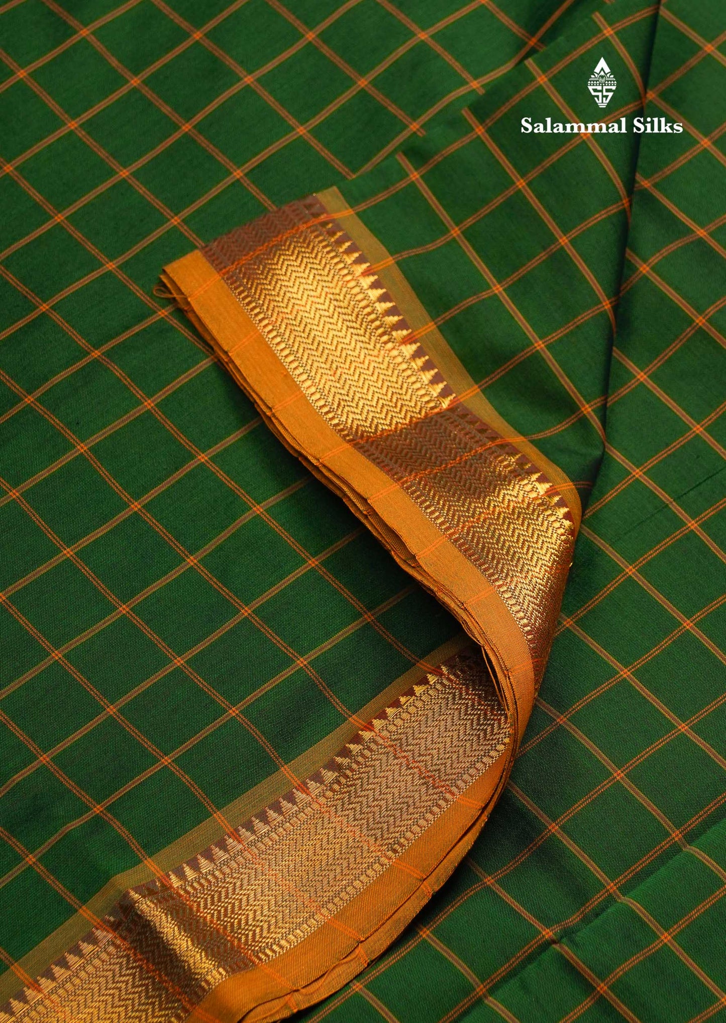 Beautiful Violet Checks Semi Silk Cotton Saree With Contrast Olive Mustard Yellow Blouse
