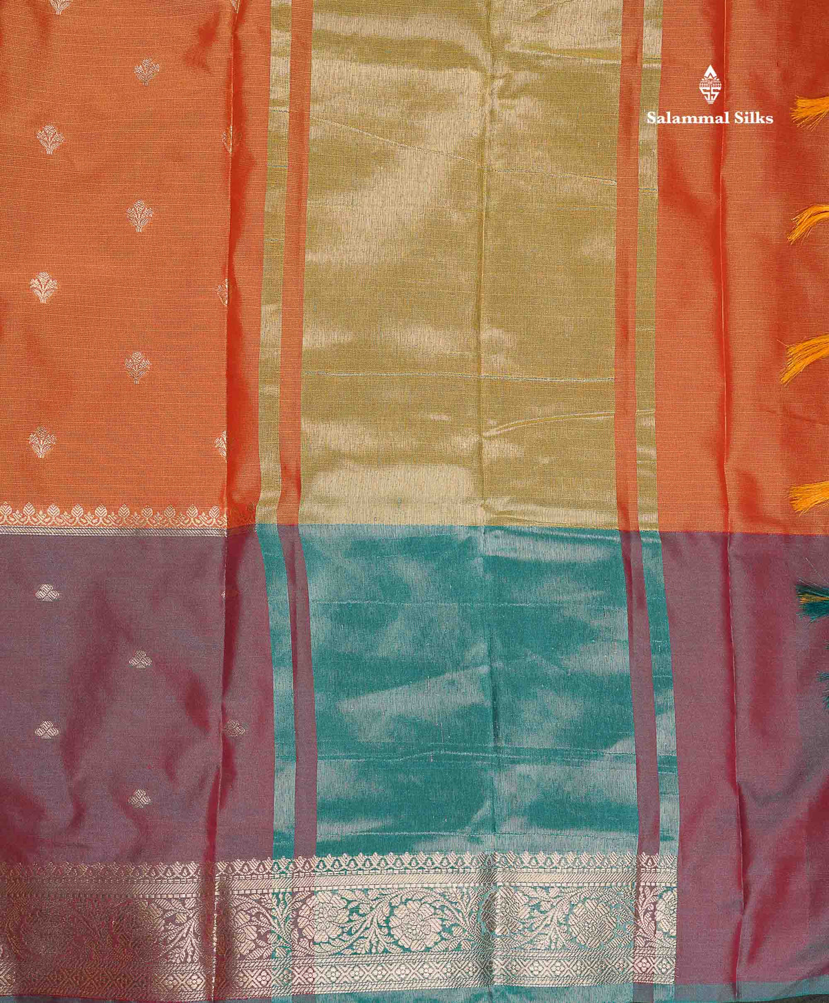 Semi Silk Saree - Sapphire Green Colour Body With Contrast Sapphire Blue Fancy Long Border