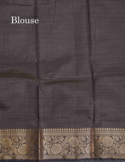 Semi Tussar Fancy Saree - Snuff Brown Colour Body Plain With Fancy Border