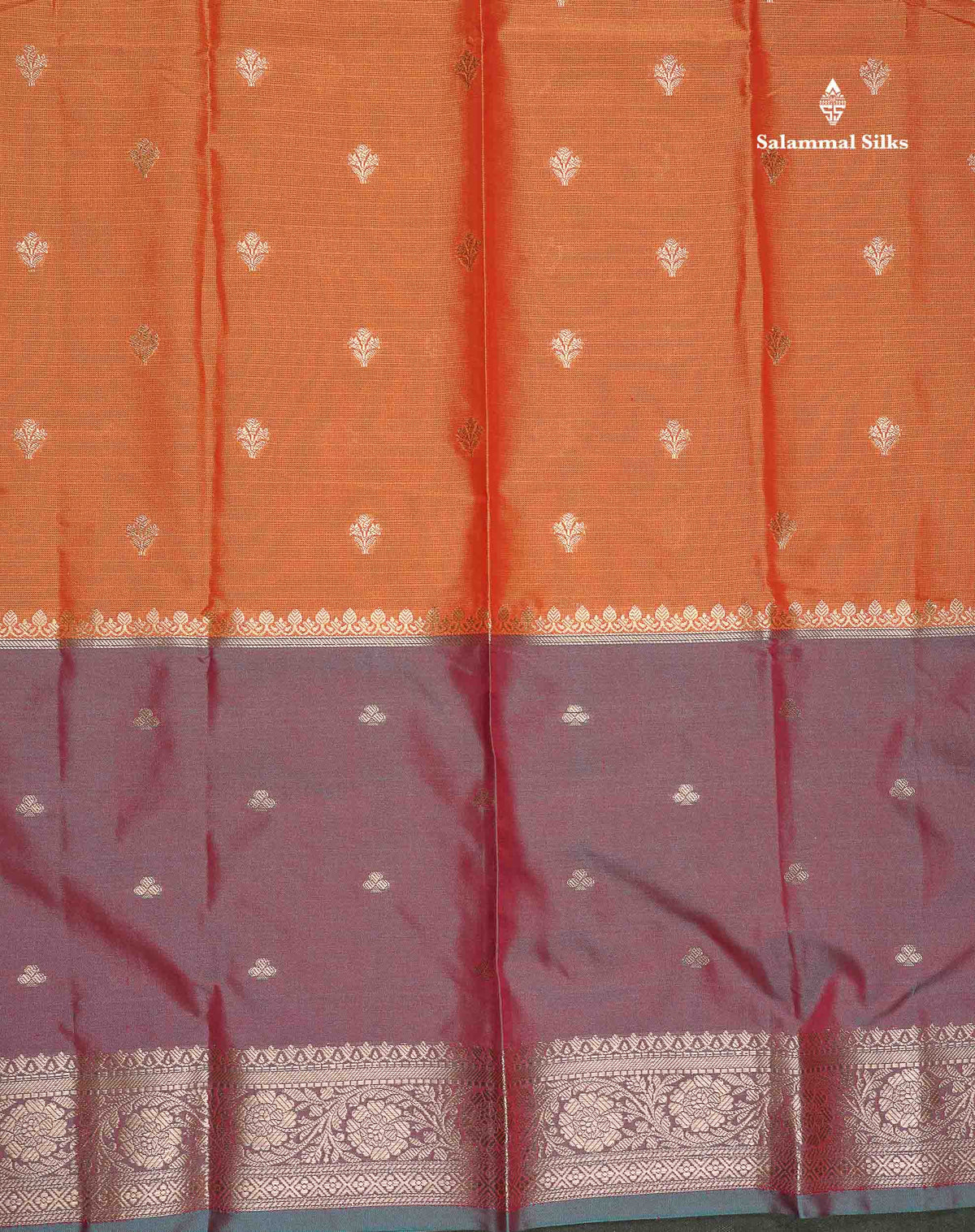 Semi Silk Saree - Rust Orange Colour Body With Contrast Magenta Long Fancy Border