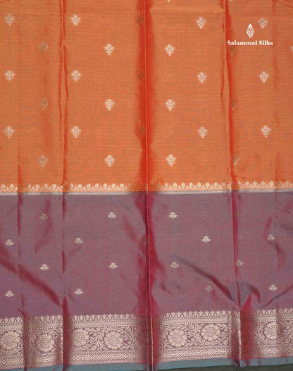 Semi Silk Saree - Rust Orange Colour Body With Contrast Magenta Long Fancy Border