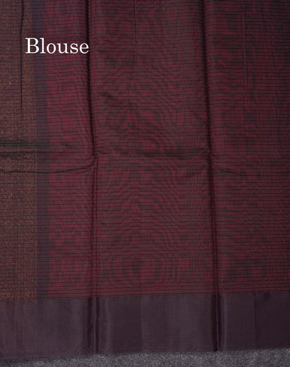 Beautiful Brown Copper Zari Butta Kota Cotton Saree With Contrast Dark Brown Border
