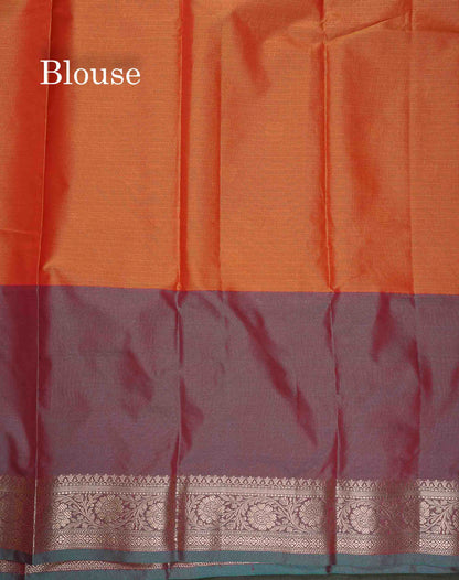 Semi Silk Saree - Sapphire Green Colour Body With Contrast Sapphire Blue Fancy Long Border