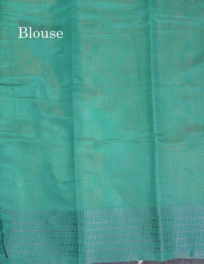 Semi Raw Silk Fancy Saree - Light Pink With Contrast Sapphire Green Blouse