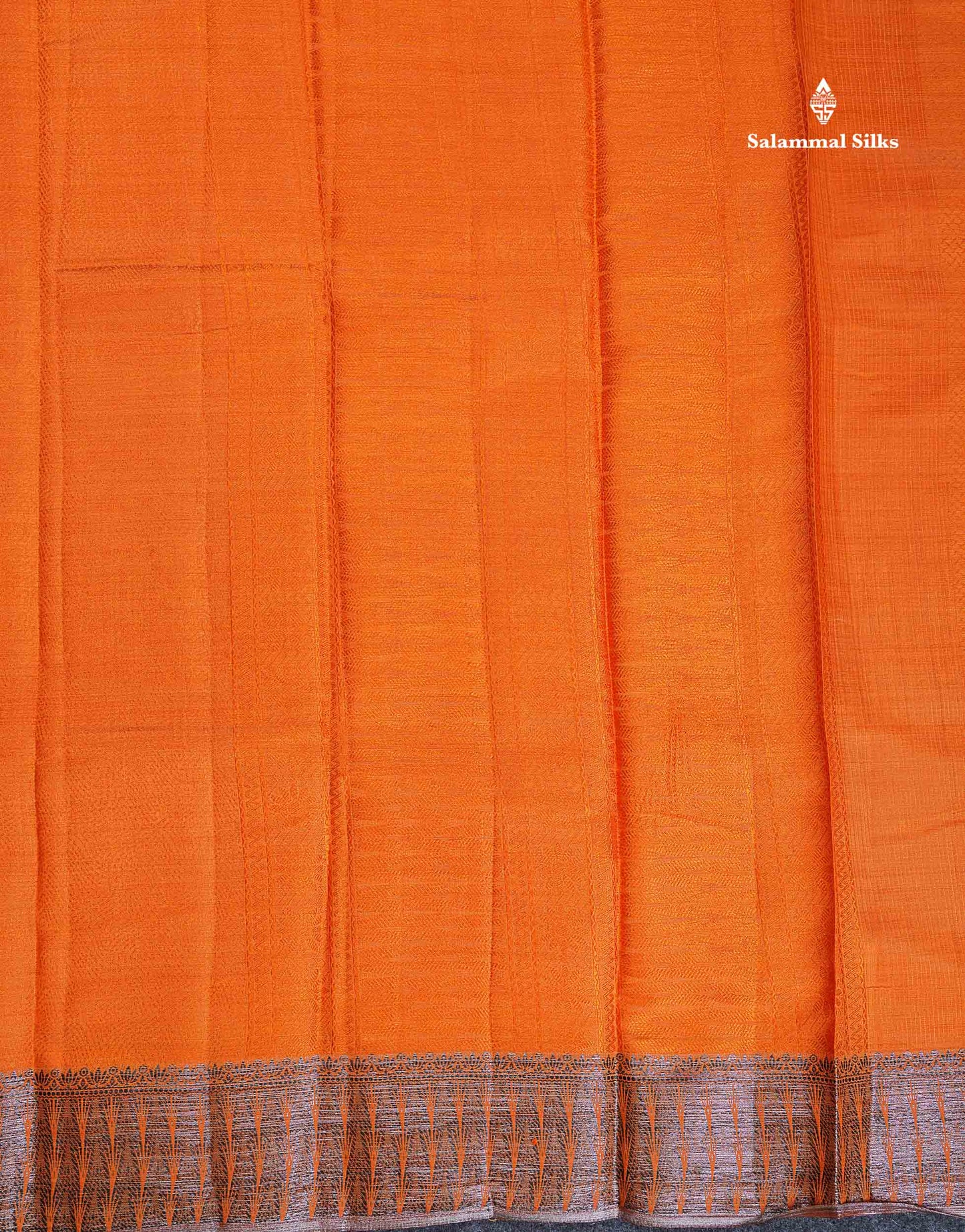 Semi Tussar Saree - Orange Colour Body With Fancy Border
