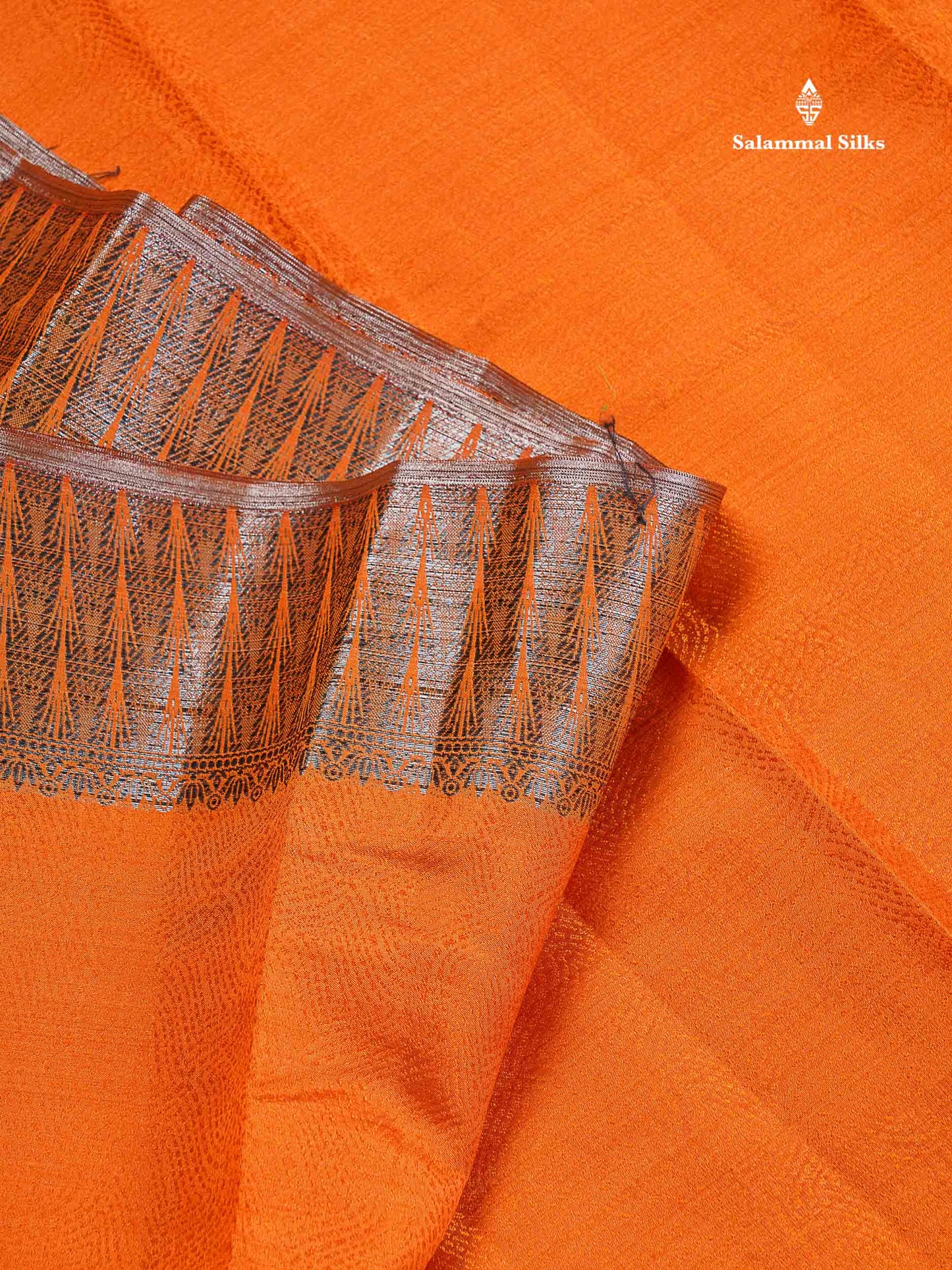 Semi Tussar Saree - Orange Colour Body With Fancy Border