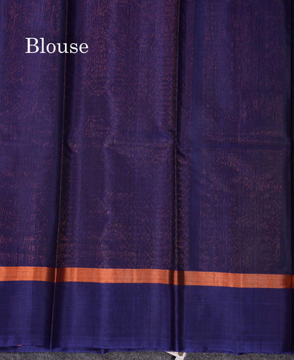 Beautiful Olive Green Zari Butta SICO Cotton Saree With Contrast Navy Blue Fancy Border