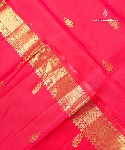 Beautiful Chilly Red Pure Kanjivaram Silk Saree With Traditional Evening Morning Border