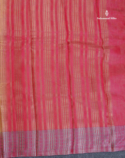 Semi Raw Silk Fancy Saree - Light Pink With Contrast Sapphire Green Blouse