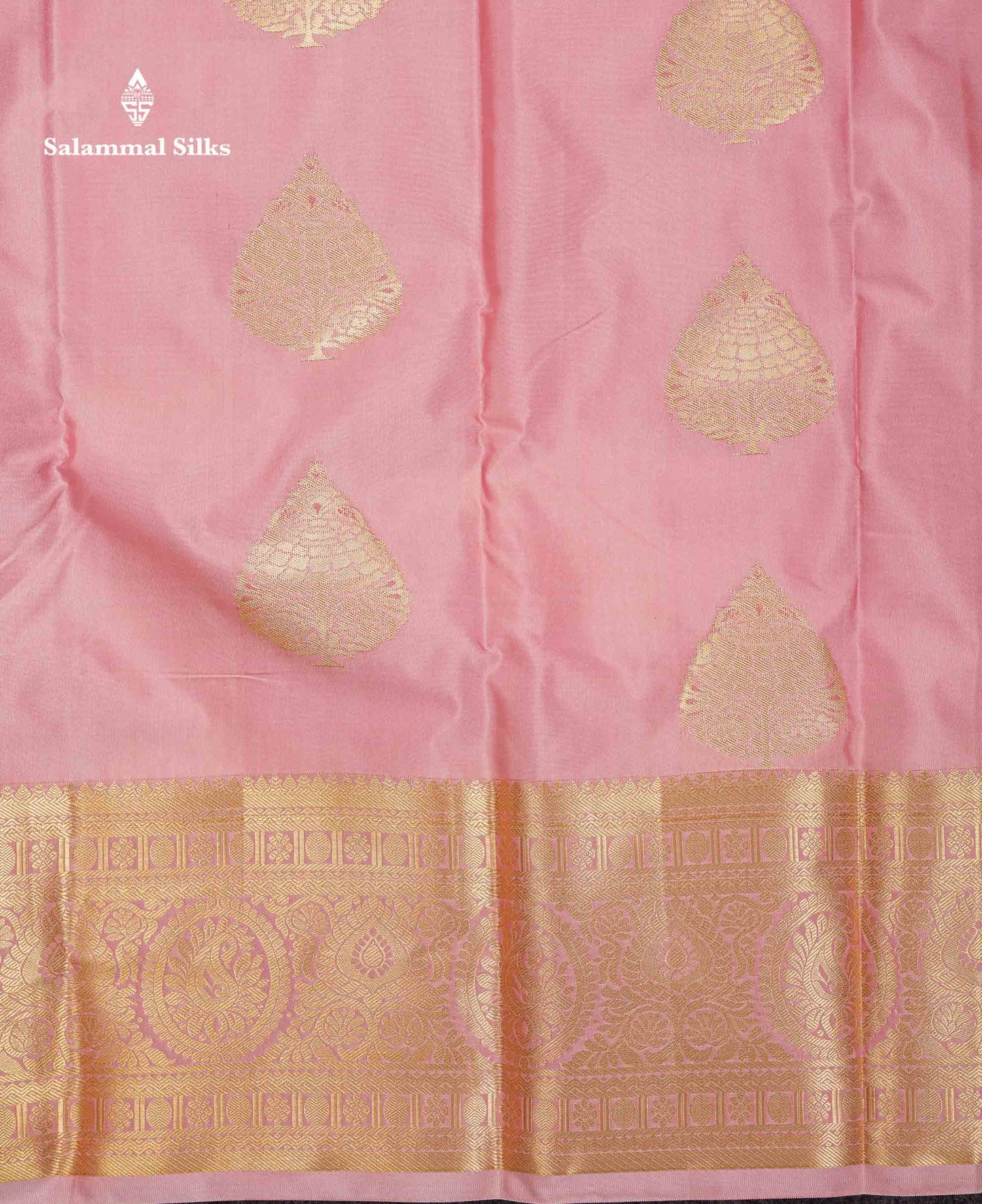 Beautiful Peach Semi Silk Saree With Traditional Evening Morning Border