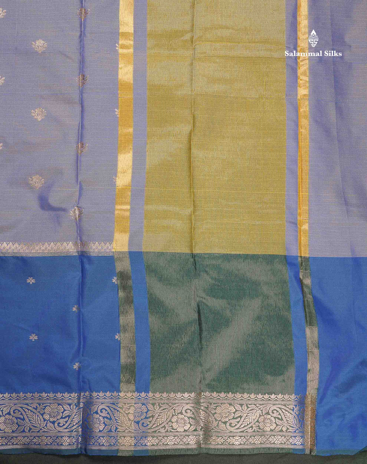 Semi Silk Saree - Dual Tone Blue Colour Body With Contrast Peacock Blue Fancy Long Border