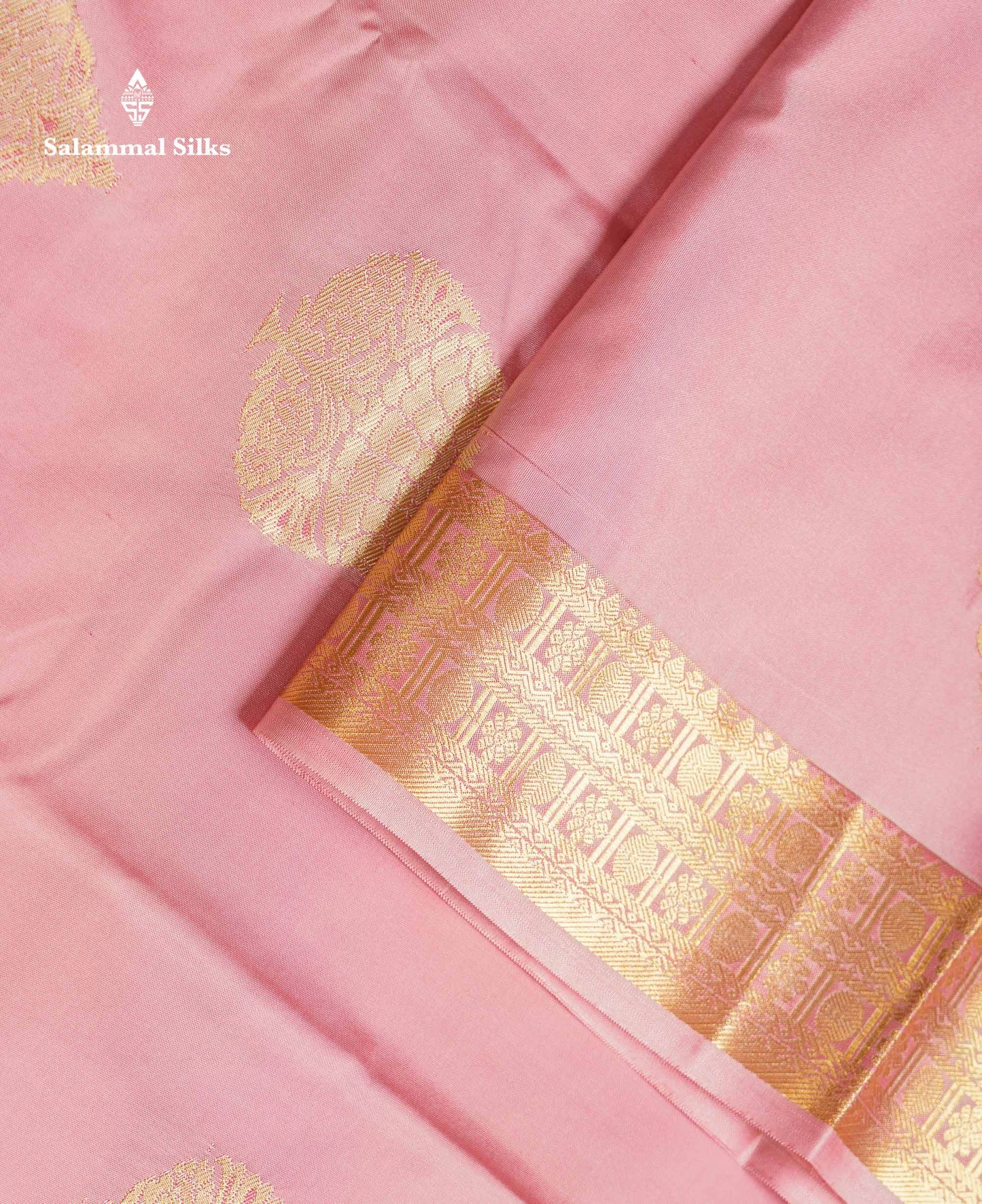 Beautiful Peach Semi Silk Saree With Traditional Evening Morning Border