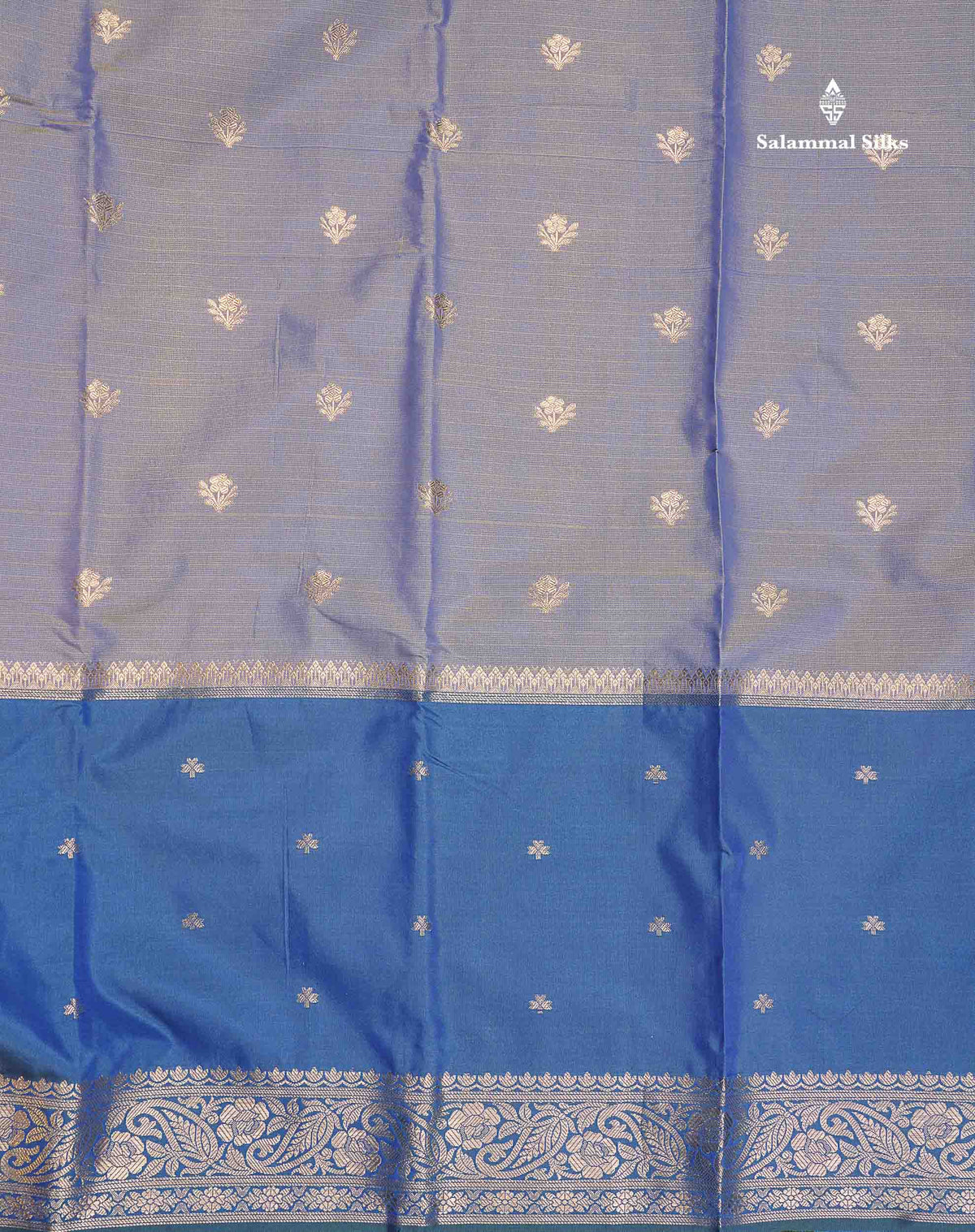 Semi Silk Saree - Dual Tone Blue Colour Body With Contrast Peacock Blue Fancy Long Border
