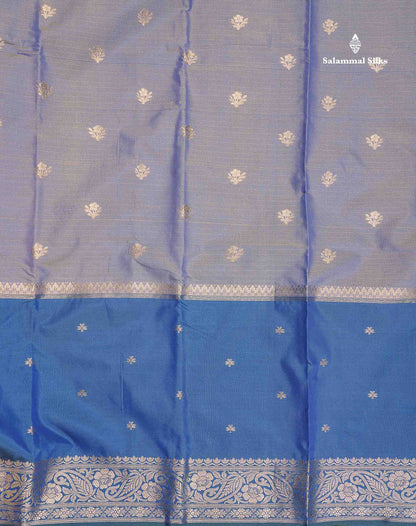 Semi Silk Saree - Dual Tone Blue Colour Body With Contrast Peacock Blue Fancy Long Border