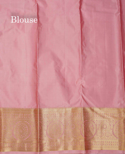 Beautiful Peach Semi Silk Saree With Traditional Evening Morning Border