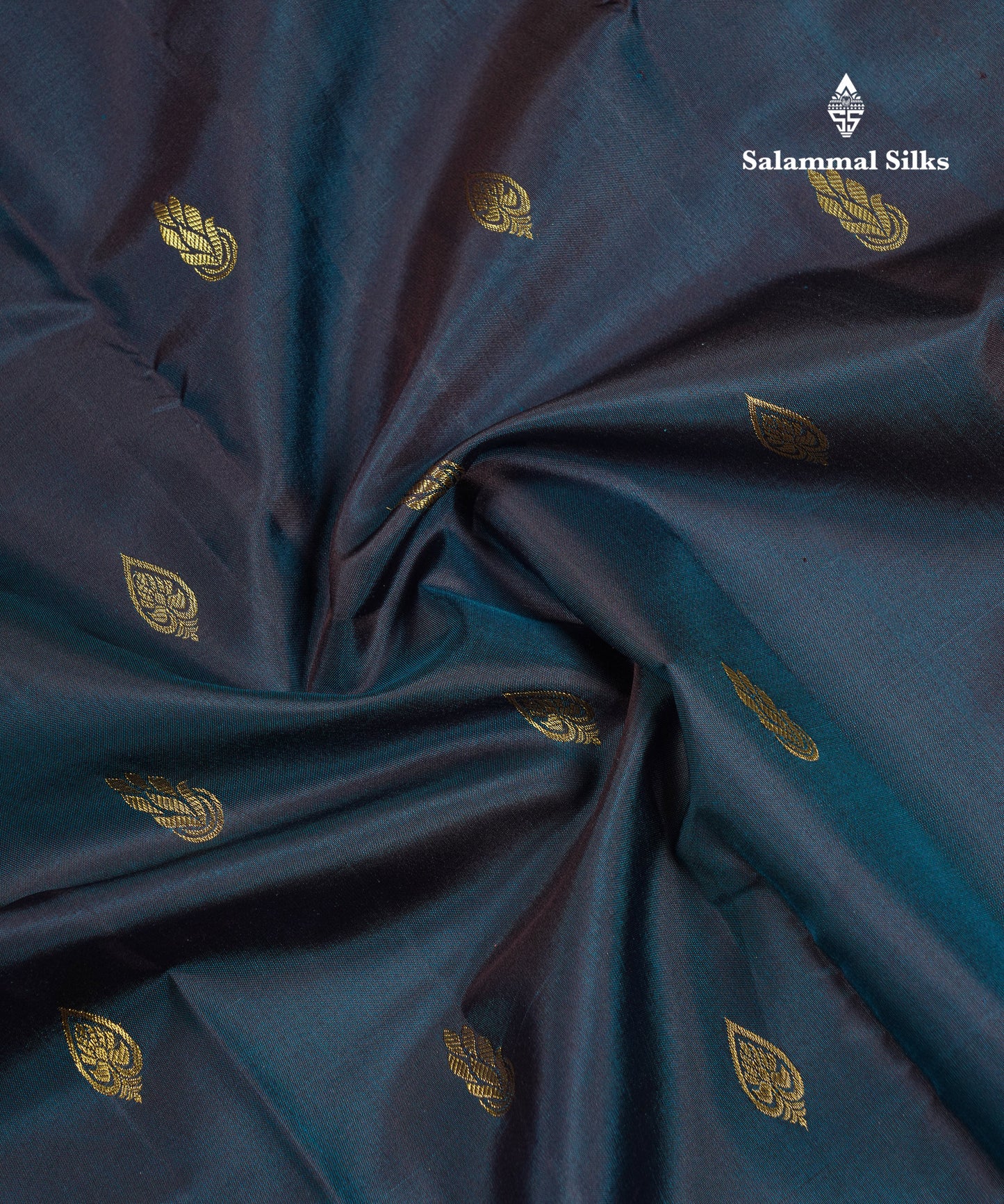 Beautiful Dark Ramar Blue Pure Kanjivaram Silk Saree With Traditional Evening Morning Border