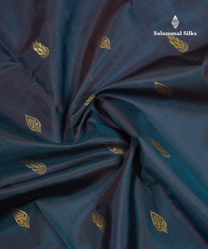 Beautiful Dark Ramar Blue Pure Kanjivaram Silk Saree With Traditional Evening Morning Border