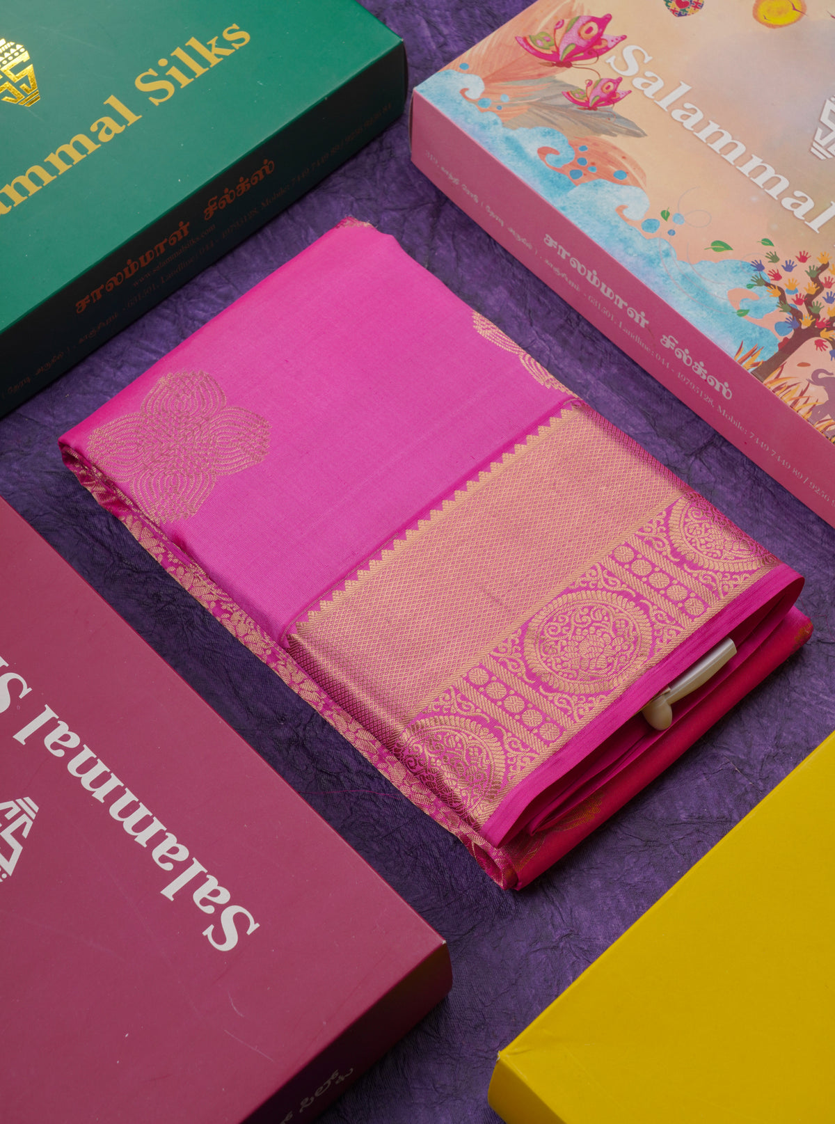 Beautiful Pink Pure Kanjivaram Silk Saree With Traditional Border