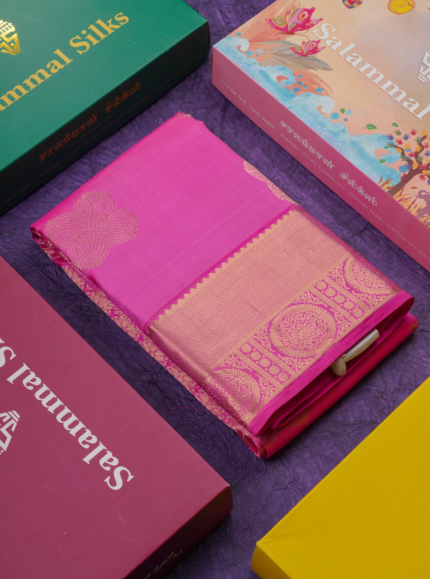 Beautiful Pink Pure Kanjivaram Silk Saree With Traditional Border