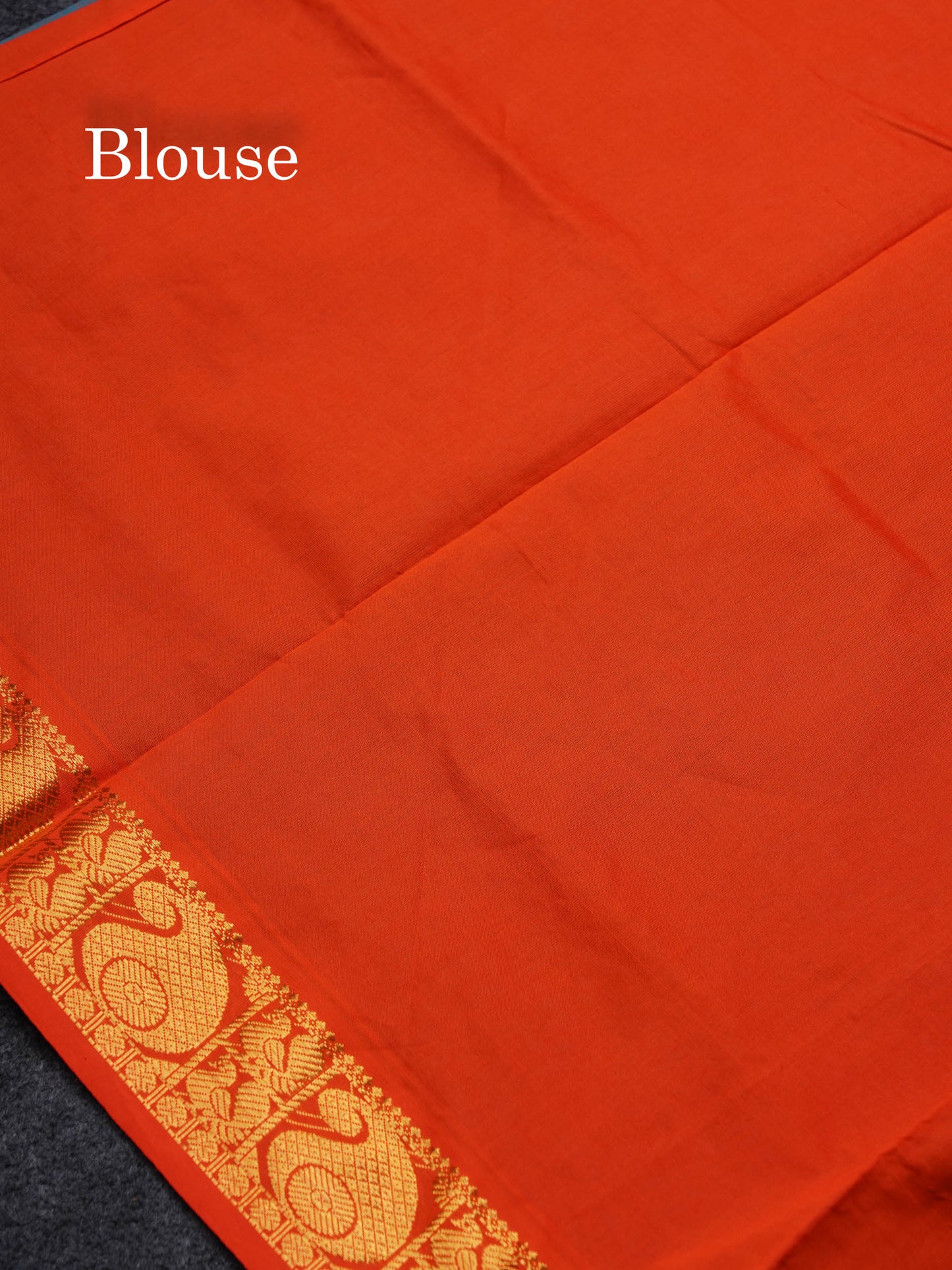 Beautiful Peacock Green Small Checks Semi Silk Cotton Saree With Contrast Orange Blouse