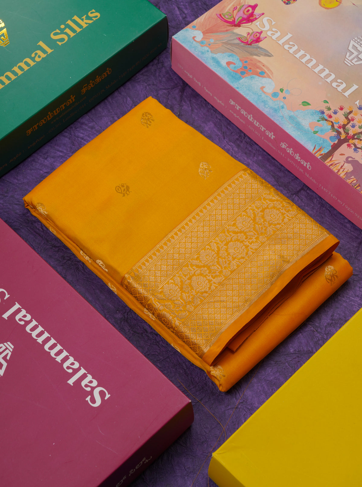 Beautiful Yellow Pure Kanjivaram Silk Saree With Traditional Border