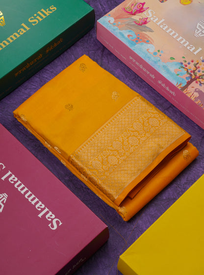 Beautiful Yellow Pure Kanjivaram Silk Saree With Traditional Border
