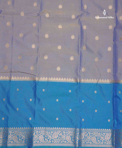 Semi Silk Saree - Dual Tone Blue Colour Body With Contrast Blue Fancy Long Border