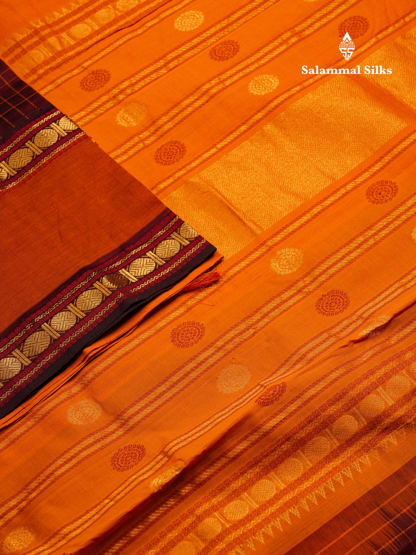 Beautiful Dark Maroon Small Checks Semi Silk Cotton Saree With Contrast Mustard Yellow Blouse
