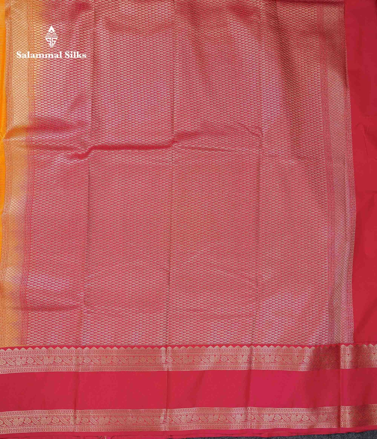 Beautiful Mango Yellow Alai Vaira Oosi With Butta Semi Silk Saree With Contrast Pink Traditional Gap Border