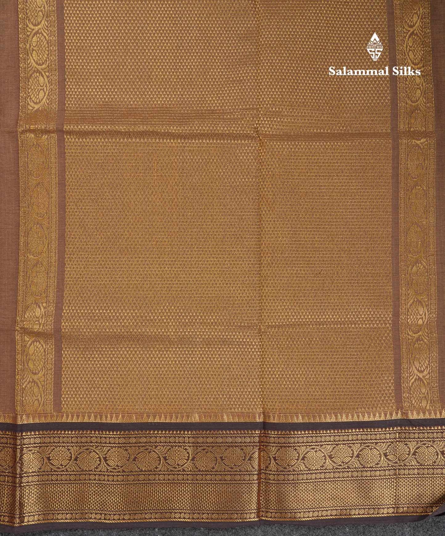 Beautiful Light Brown Small Checks Pure Cotton Saree With Contrast Black Traditional Border