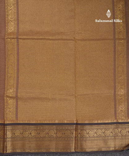 Beautiful Light Brown Small Checks Pure Cotton Saree With Contrast Black Traditional Border