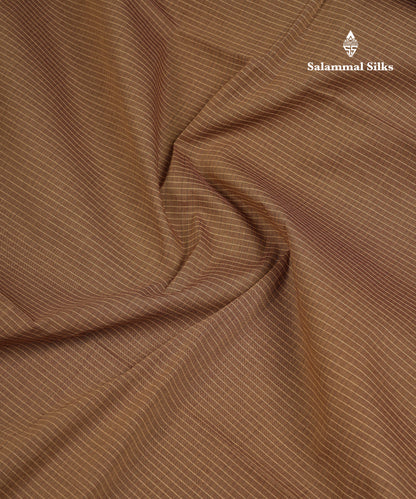 Beautiful Light Brown Small Checks Pure Cotton Saree With Contrast Black Traditional Border