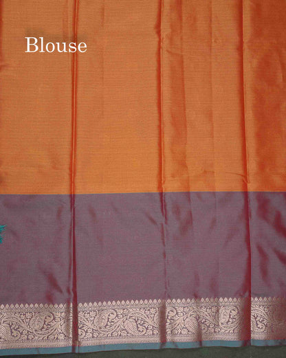 Semi Silk Saree - Dual Tone Blue Colour Body With Contrast Blue Fancy Long Border