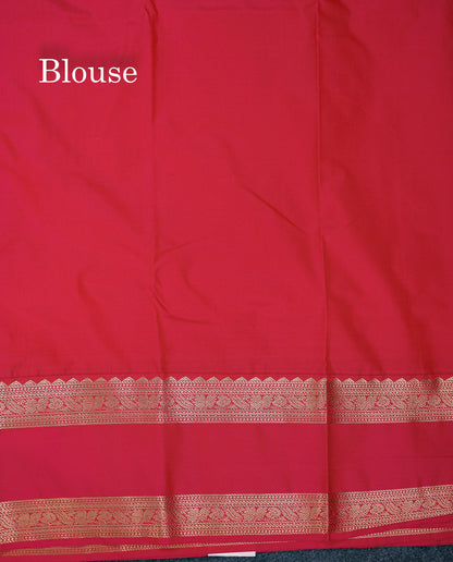 Beautiful Mango Yellow Alai Vaira Oosi With Butta Semi Silk Saree With Contrast Pink Traditional Gap Border