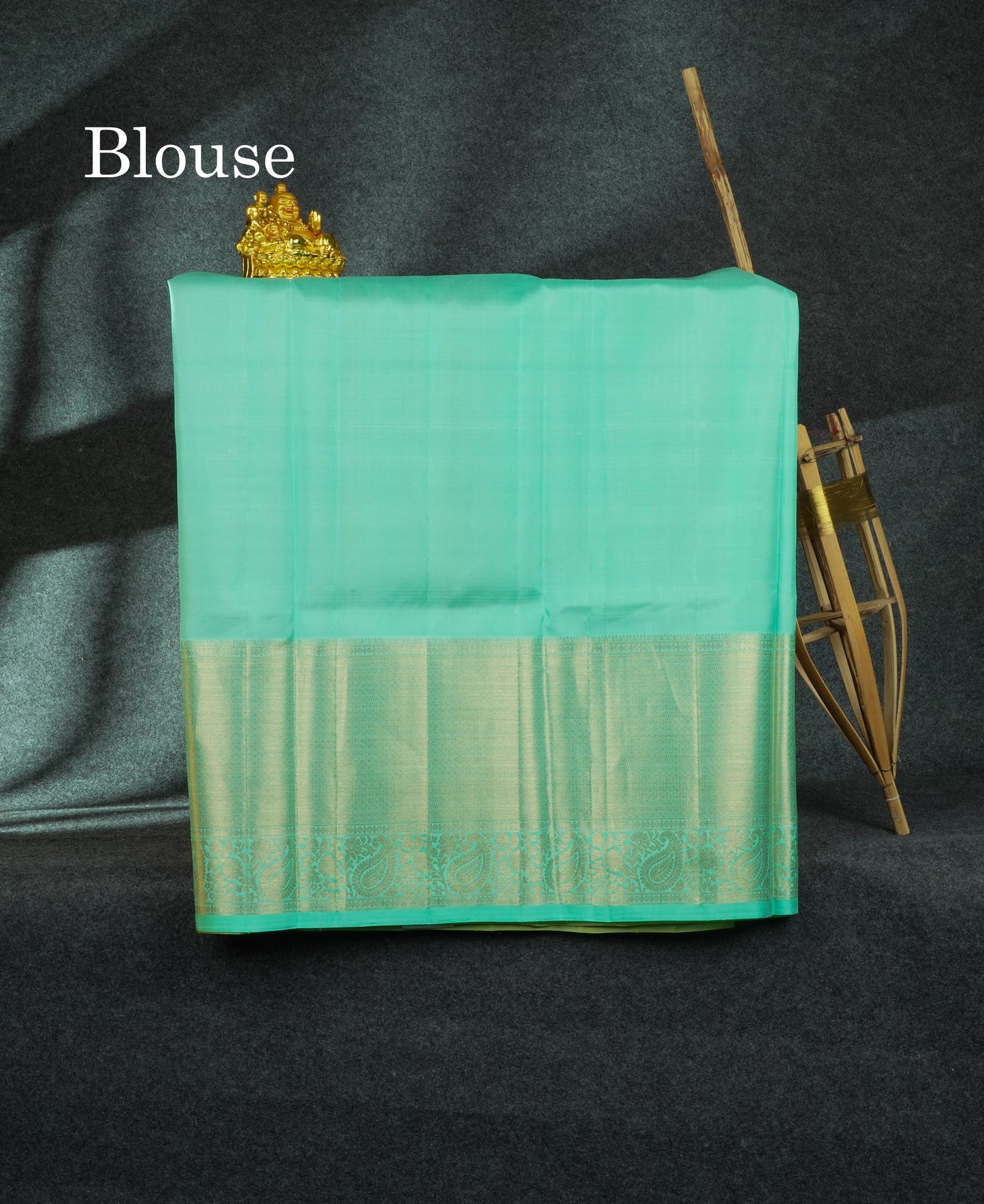 Pure Silk Pattu Pavadai (Orange) With Sapphire Blue Blouse 44"