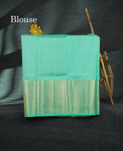 Pure Silk Pattu Pavadai (Orange) With Sapphire Blue Blouse 44"