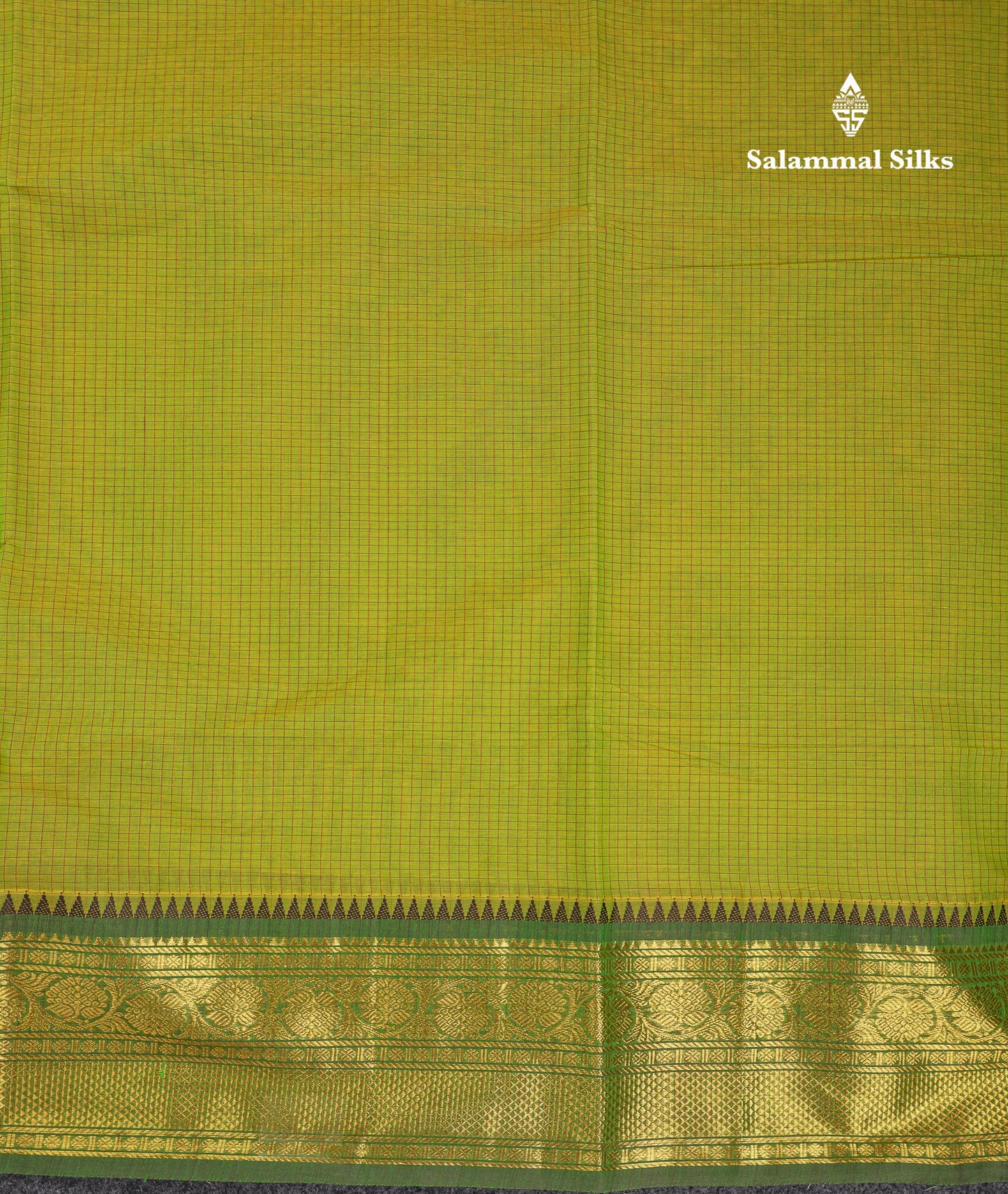 Beautiful Light Brown Small Checks Pure Cotton Saree With Contrast Black Traditional Border