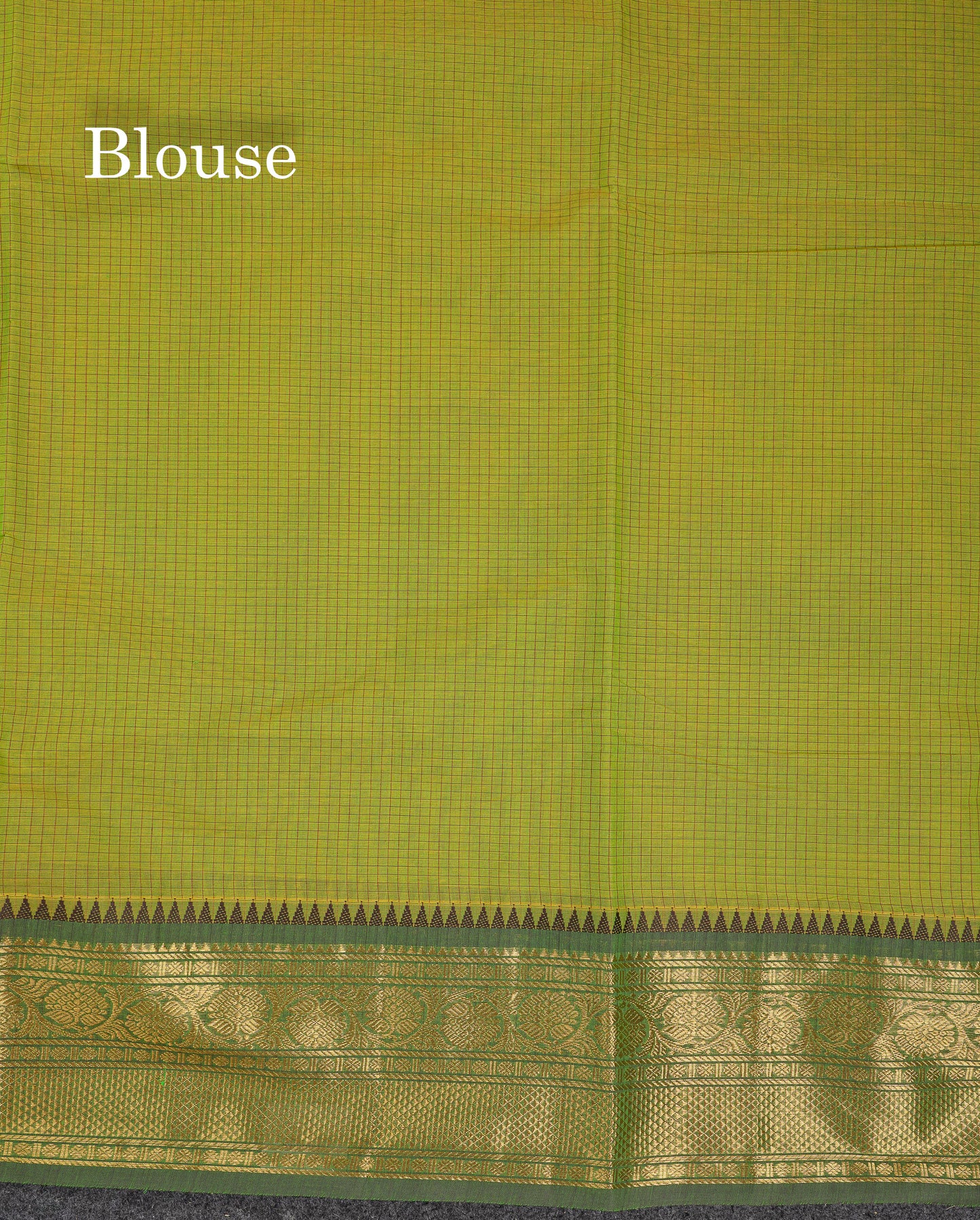 Beautiful Light Brown Small Checks Pure Cotton Saree With Contrast Black Traditional Border