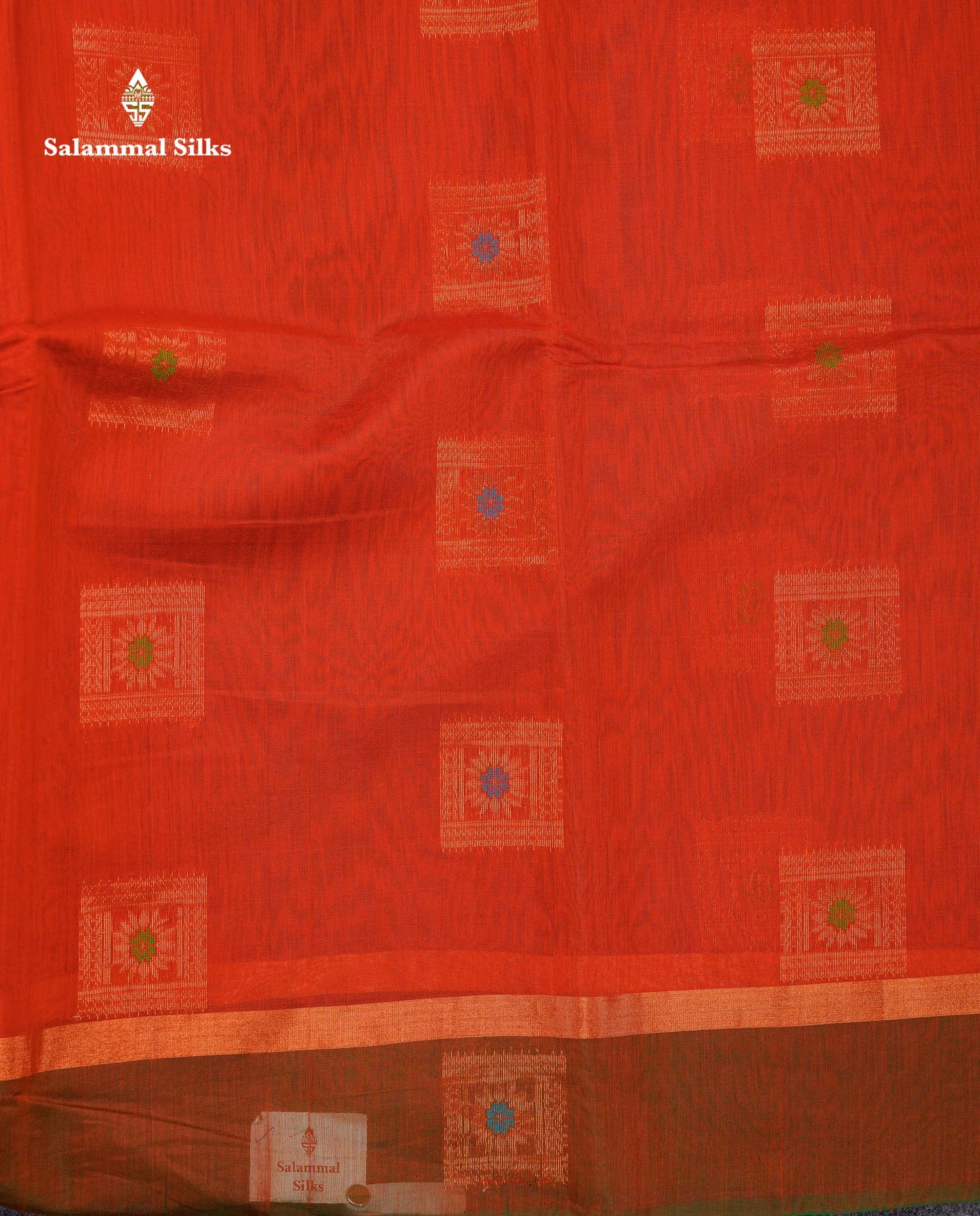 Beautiful Rust Orange Menakari Work SICO Cotton Saree With Contrast Bottle Green Blouse