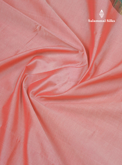 Onion Pink Plain Semi Silk Cotton Saree With Contrast Bottle Green Border