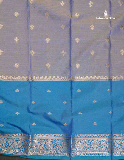 Semi Silk Saree - Sapphire Green Colour Body With Contrast Sapphire Blue Fancy Long Border